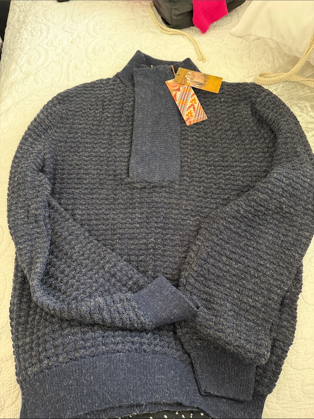 Men's Navy Textured Turtleneck Sweater